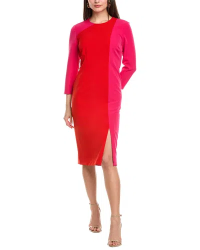 Anne Klein Fitted Colorblocked Midi Dress In Pink