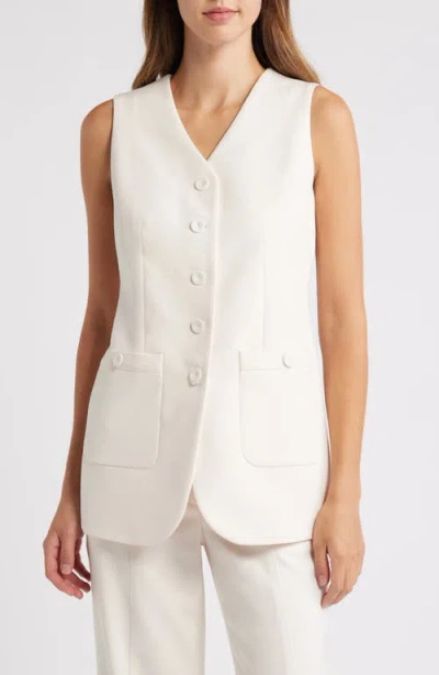 Anne Klein Five-button Stretch Longline Vest In White