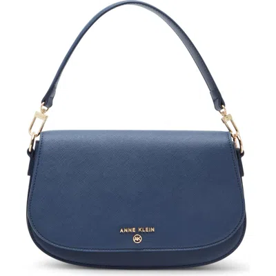 Anne Klein Flap Saddle Bag In Blue