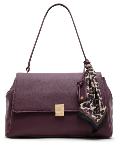 Anne Klein Flap With Scarf Medium Shoulder Handbag In Purple