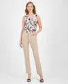 Anne Klein Flare Leg Compression Pant In Latte