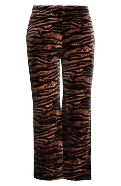 Anne Klein Flare Velvet Pants In Animal Print