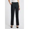 Anne Klein Flat Front Mid Rise Wide Leg Pants In Navy Combo