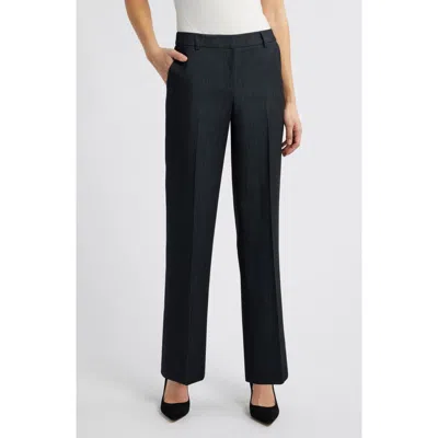 Anne Klein Flat Front Mid Rise Wide Leg Pants In Navy Combo