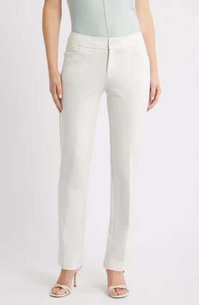 Anne Klein Flat Front Straight Leg Pants In White