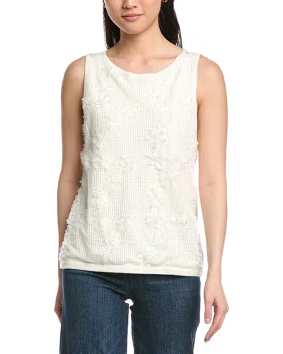 Anne Klein Floral Applique Tank In White