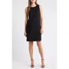 Anne Klein Floral Beaded Sleeveless Shift Dress In Black