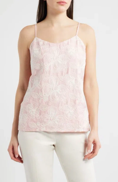 Anne Klein Floral Embroidered Camisole In Pink