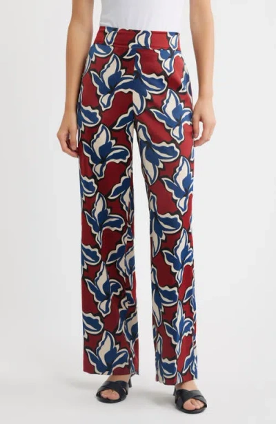 Anne Klein Floral High Waist Wide Leg Pants In Multi