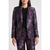 Anne Klein Floral Jacquard Blazer In Royal Purple Multi