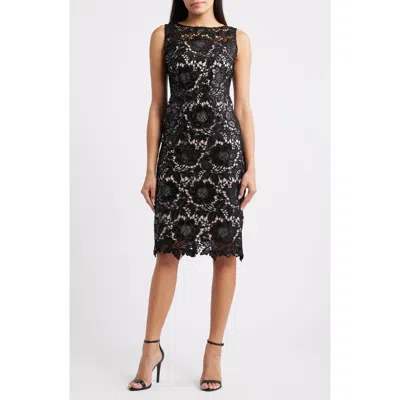 Anne Klein Floral Lace Sheath Dress In Black