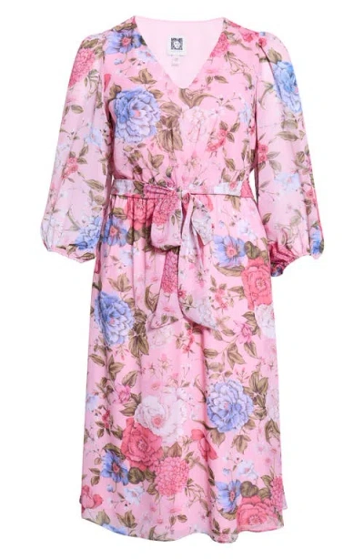 Anne Klein Floral Midi Dress In Pink