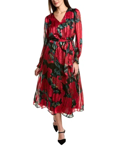 Anne Klein Floral Midi Dress In Red