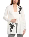 Anne Klein Floral Open Front Cardigan In White