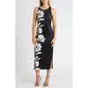 Anne Klein Fitted Midi Dress In Anne Black Multi