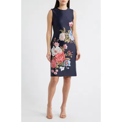 Anne Klein Floral Print Sleeveless Sheath Dress In Multi