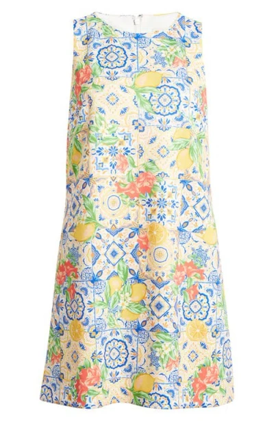 Anne Klein Floral Print Sleeveless Shift Dress In Pearl White Multi