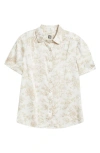 Anne Klein Floral Short Sleeve Button-up Shirt In White