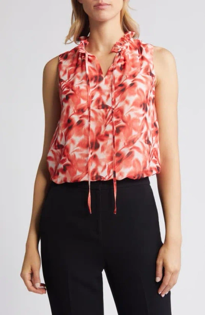 Anne Klein Floral Sleeveless Top In Red Pear/ Anne White Multi