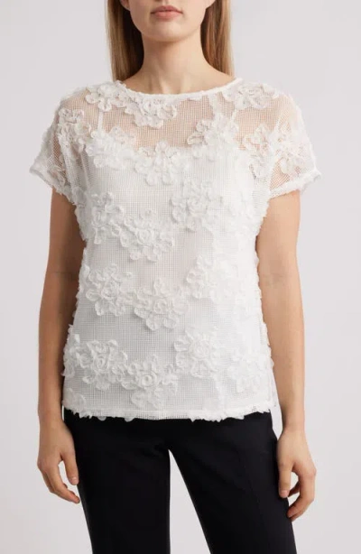 Anne Klein Floral Soutache Mesh Top
