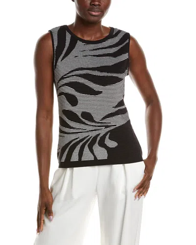 Anne Klein Floral Sweater Tank In Black