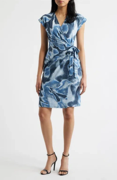 Anne Klein Classic Wrap Dress In Multi