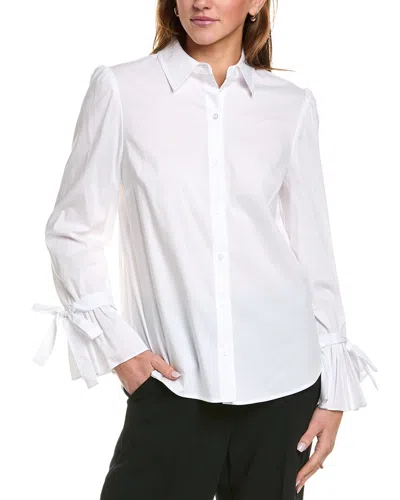 Anne Klein Flounce Cuff Shirt In White