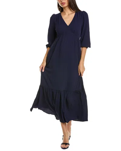 Anne Klein Flounce Maxi Dress In Navy