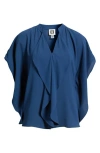 Anne Klein Flutter Dolman Top In Blue