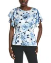 Anne Klein Flutter Printed Blouse In Multi