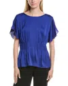 Anne Klein Flutter Sleeve Blouse In Blue