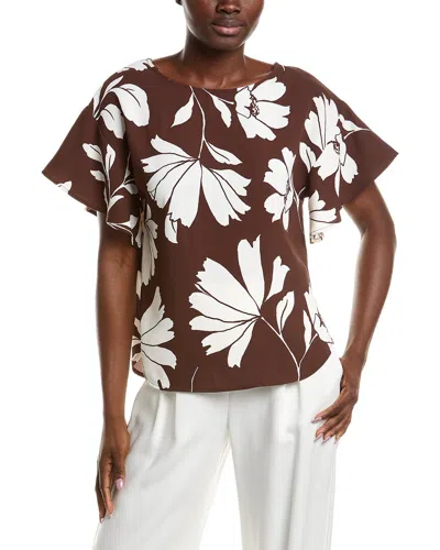 Anne Klein Flutter Sleeve Blouse In Multi