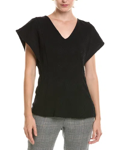 Anne Klein Flutter Sleeve Princess Seam Top In Black