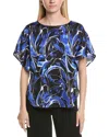 Anne Klein Abstract Floral Flutter Sleeve Top
