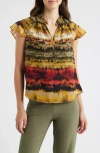 Anne Klein Womens Printed Ruffled Neck Flutter Sleeve Chiffon Top Xxs P Xxl In Multi
