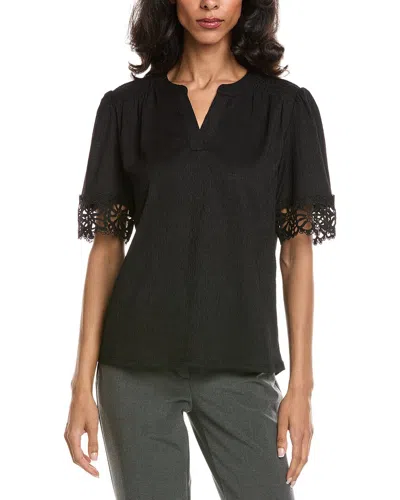 Anne Klein Flutter Sleeve Top In Black
