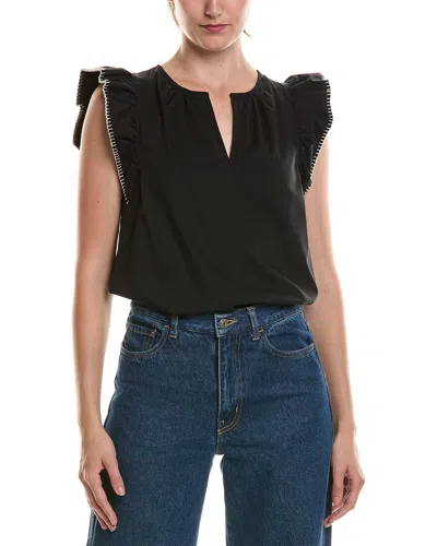 Anne Klein Flutter Sleeve Top In Black