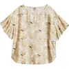 Anne Klein Plus Size Printed Flutter-sleeve Blouse In Multi
