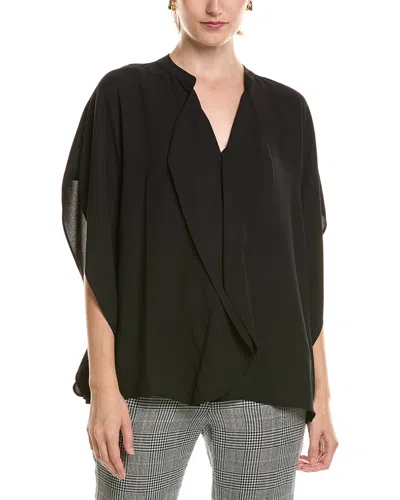 Anne Klein Flutter Y-neck Blouse In Black