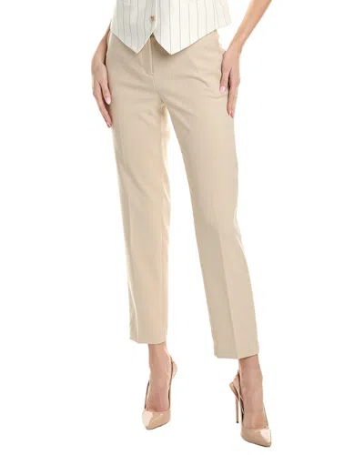 Anne Klein Fly Front Slash Pocket Straight Ankle Pant In Brown