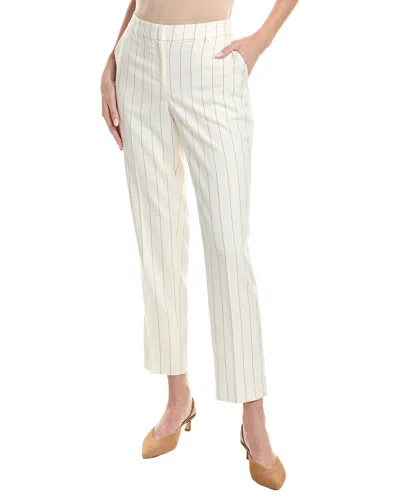 Anne Klein Fly Front Slash Pocket Straight Ankle Pant In White