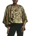 Anne Klein Foiled Georgette Extreme Kimono Sleeve Top In Multi