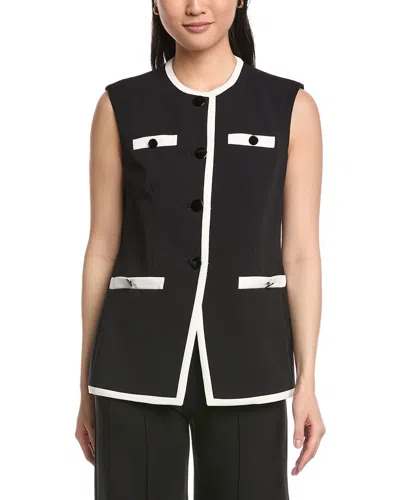 Anne Klein Four Button Vest In Black
