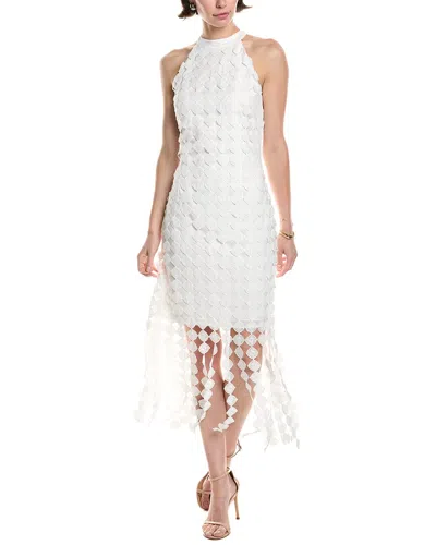 Anne Klein Fringe Mesh Lace Midi Dress
