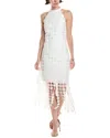 Anne Klein Fringe Mesh Lace Midi Dress