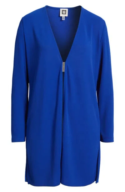 Anne Klein Front Clasp Textured Cardigan In Santorini Blue