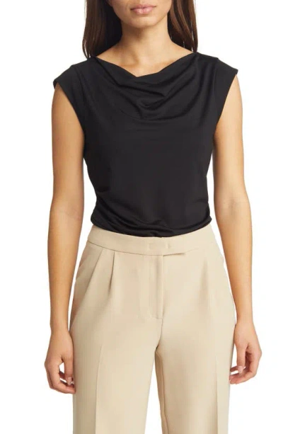 Anne Klein Gathered Cowl Neck Top In Anne Black
