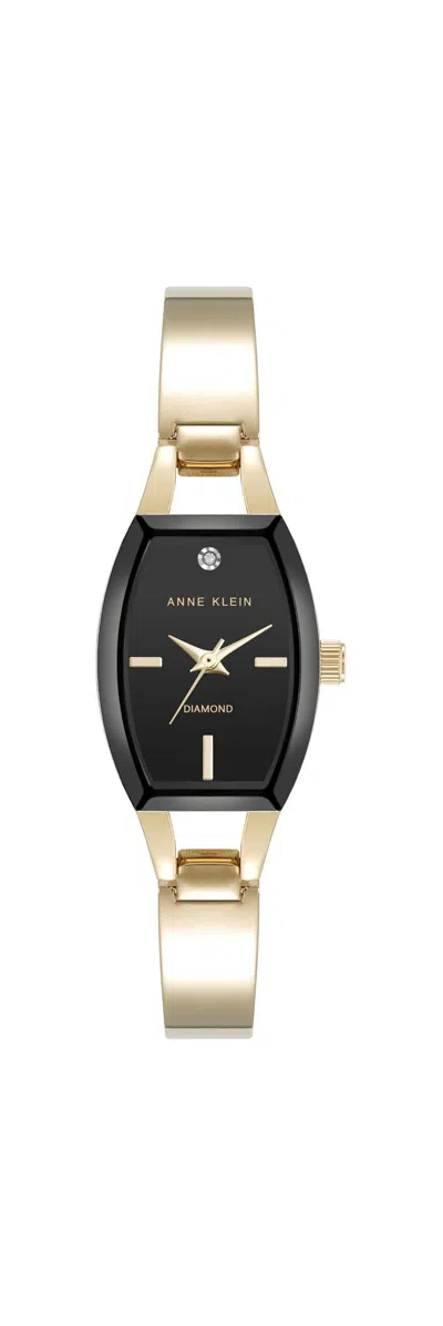 Anne Klein Genuine Diamond Dial Bangle Ladies Watch In Silver
