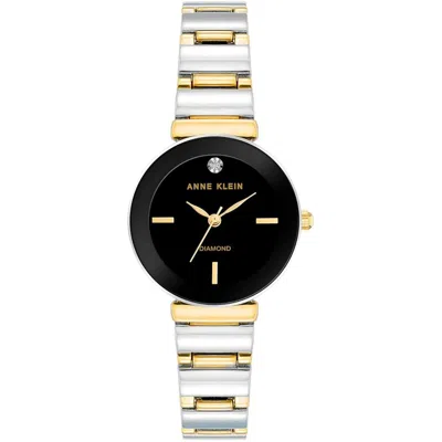 Anne Klein Genuine Diamond Dial Bracelet Ladies Watch In Black