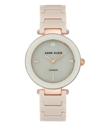 Anne Klein Genuine Mother Of Pearl Dial With A Genuine Diamond Watch In Rosegt
